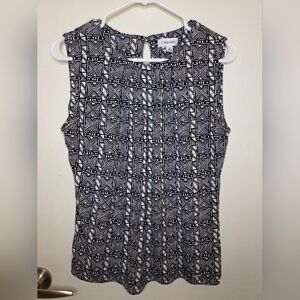 Calvin Klein Women's Black and White‎ Geometric Sleeveless Top Size Medium